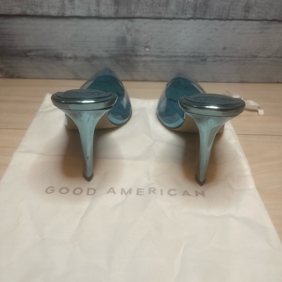 GOOD AMERICAN CINDER-F*CKING-RELLA MULE TRANSLUCENT BLUE NWOB INCLUDES SHOE BAG - Picture 12 of 14
